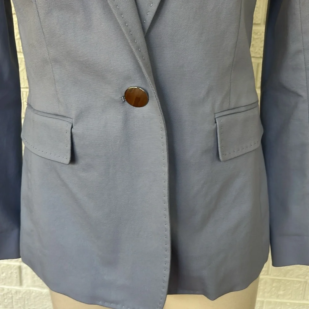 Lafayette 148~ periwinkle, blue single button, whip stitch, blazer. - Picture 2 of 9